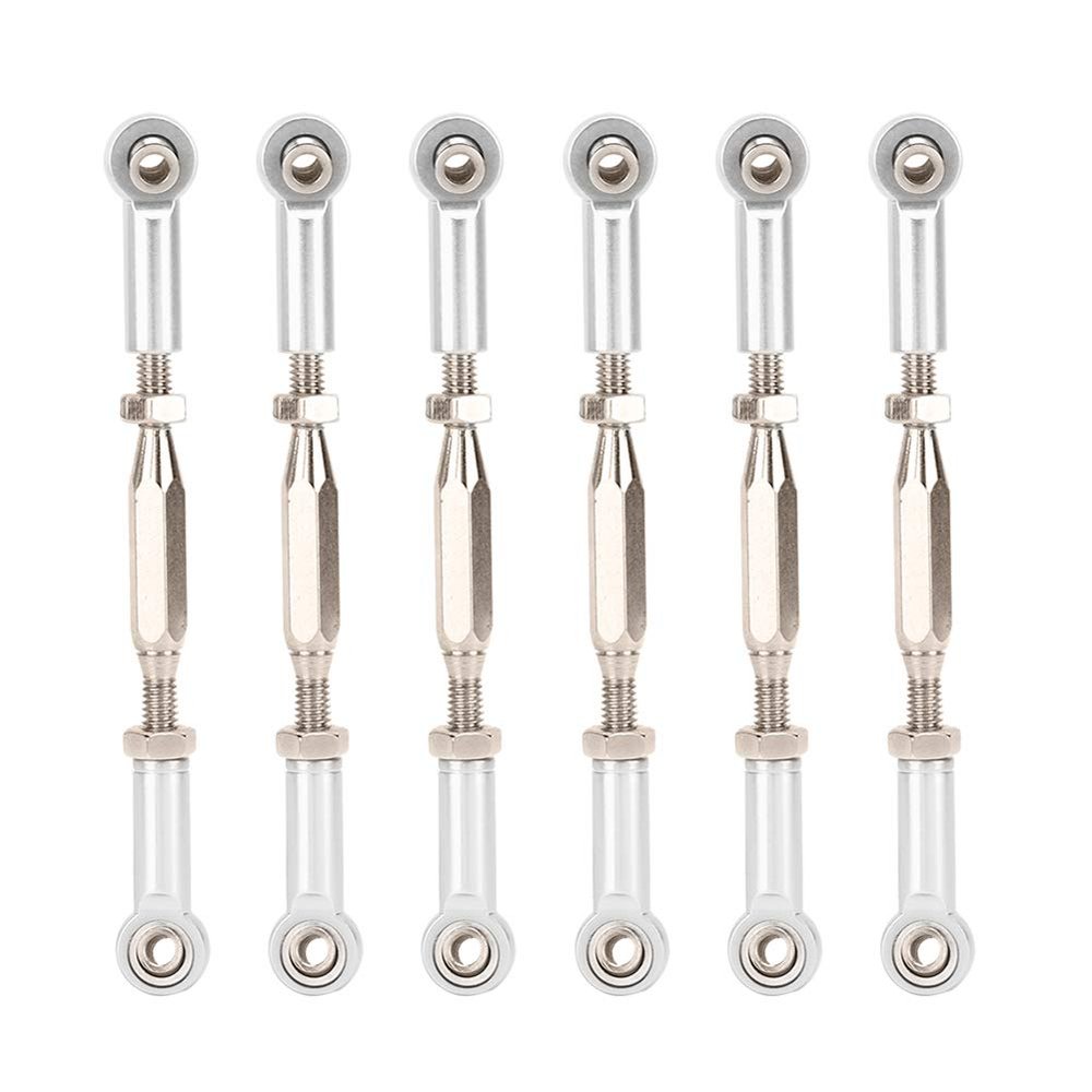 Aluminum SERVOS Link Rod Set Adjustable TIE Rod for RC CAR Accessories 6PCS (Silver)