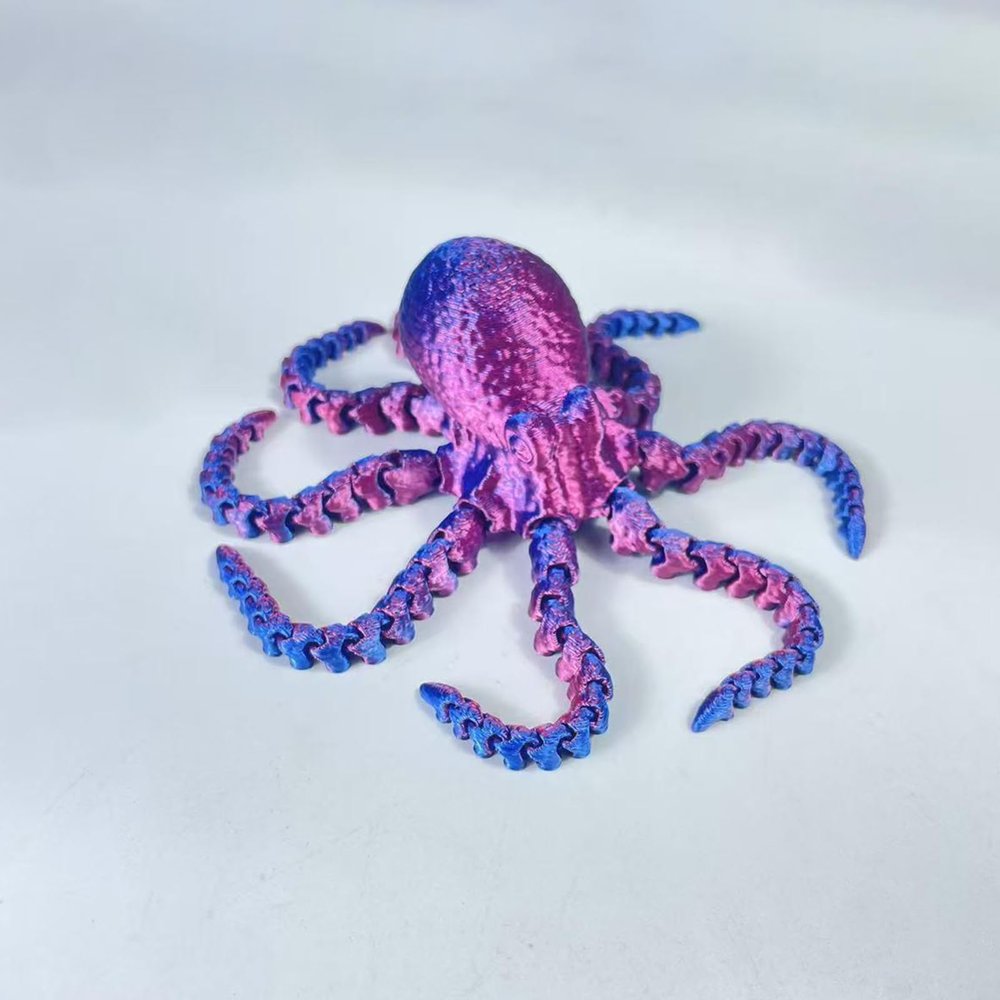 3 d Printed Animals 3-d Printed Stuff Octopus Articulated for Stress Relief Home Office Decompression Decor Executive Desk Toys-Laser Purple||19cm/7.5in