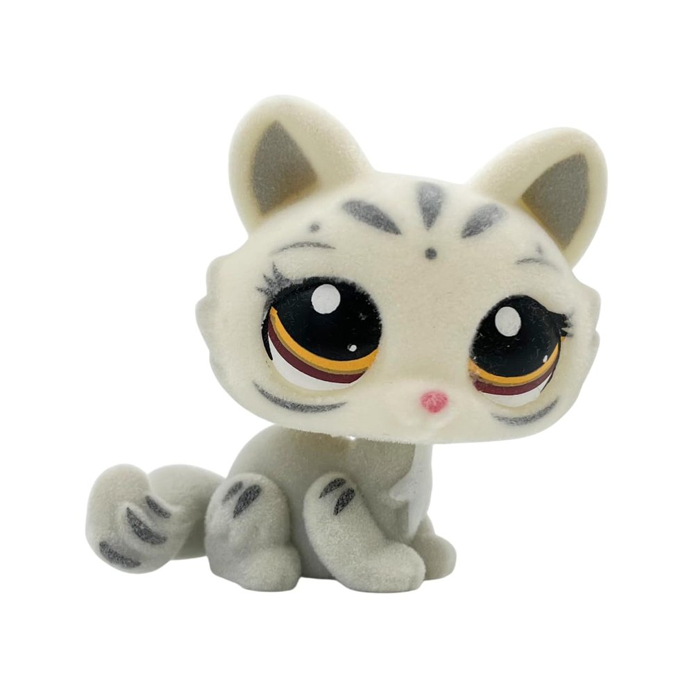 LPSCB Custom Flocked Pet Shop Toy Fuzzy Animal Figure Short Hair Cat Kitty Kitten Deer OOAK (White #3585)