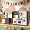 BVIUNTWO Large Play Kitchen Toy Set,Corner Rotatable Kids Kitchen Playset with Real Lights & Sounds,Toy Sink with Running Water,Interactive Role-Play Toy for Multiple Children,Ages 3+,Walnut and White view 2