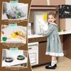 BVIUNTWO Large Play Kitchen Toy Set,Corner Rotatable Kids Kitchen Playset with Real Lights & Sounds,Toy Sink with Running Water,Interactive Role-Play Toy for Multiple Children,Ages 3+,Walnut and White view 3