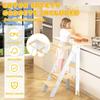 Foldable Toddler Tower, Wooden Toddler Kitchen Stool with 3 Adjustable Heights and Removable White/Blackboard, Montessori Foldable Learning Tower Kitchen Stool, Natural Wood view 2