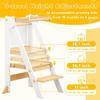 Foldable Toddler Tower, Wooden Toddler Kitchen Stool with 3 Adjustable Heights and Removable White/Blackboard, Montessori Foldable Learning Tower Kitchen Stool, Natural Wood view 4