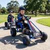 HONEY JOY Pedal Go Kart, 4 Wheeler Toddler Racing Ride On Pedal Car Toy, Forward/Backward, Ergonomic Seat, Handbrake, Steering Wheel, Outdoor Off-Road Go Cart for Kids, Boys Girls Gift (Blue) view 2
