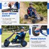 HONEY JOY Pedal Go Kart, 4 Wheeler Toddler Racing Ride On Pedal Car Toy, Forward/Backward, Ergonomic Seat, Handbrake, Steering Wheel, Outdoor Off-Road Go Cart for Kids, Boys Girls Gift (Blue) view 3