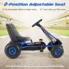 HONEY JOY Pedal Go Kart, 4 Wheeler Toddler Racing Ride On Pedal Car Toy, Forward/Backward, Ergonomic Seat, Handbrake, Steering Wheel, Outdoor Off-Road Go Cart for Kids, Boys Girls Gift (Blue) view 4