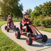 HONEY JOY Pedal Go Kart, 4 Wheeler Toddler Racing Ride On Pedal Car Toy, Forward/Backward, Ergonomic Seat, Handbrake, Steering Wheel, Outdoor Off-Road Go Cart for Kids, Boys Girls Gift (Red) view 2