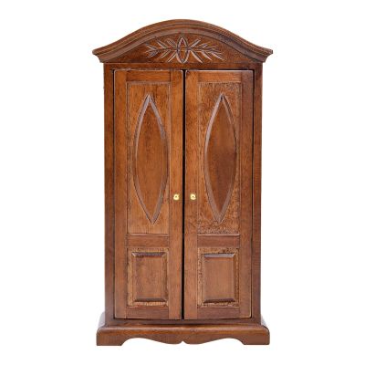 1:12 Miniature Armoire,Wooden Vintage Double Door Mini Wardrobe Closet for Mini House Accessories Model Home Decoration(Brown)