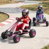 HONEY JOY Pedal Go Kart, 4 Wheeler Toddler Racing Ride On Pedal Car Toy, Forward/Backward, Ergonomic Seat, Handbrake, Steering Wheel, Outdoor Off-Road Go Cart for Kids, Boys Girls Gift (Pink) view 2