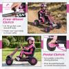 HONEY JOY Pedal Go Kart, 4 Wheeler Toddler Racing Ride On Pedal Car Toy, Forward/Backward, Ergonomic Seat, Handbrake, Steering Wheel, Outdoor Off-Road Go Cart for Kids, Boys Girls Gift (Pink) view 3