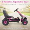HONEY JOY Pedal Go Kart, 4 Wheeler Toddler Racing Ride On Pedal Car Toy, Forward/Backward, Ergonomic Seat, Handbrake, Steering Wheel, Outdoor Off-Road Go Cart for Kids, Boys Girls Gift (Pink) view 4