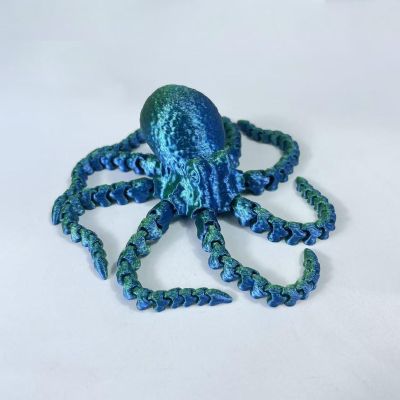 3D Printed Animals Mini 3-d Printed Toys Octopus Articulated for Stress Relief Home Office Decompression Decor Executive Desk Toys-Laser Green||19cm/7.5in