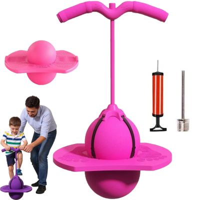 Balance Jumping Ball, 2026 New Balance Board With Handle, Crazy Jumper Jump Ball Safe Hopper Ball for Indoor & Outdoor Play, Bouncing Ball Safe And Fun Stick For Kids And Adults (Pink)