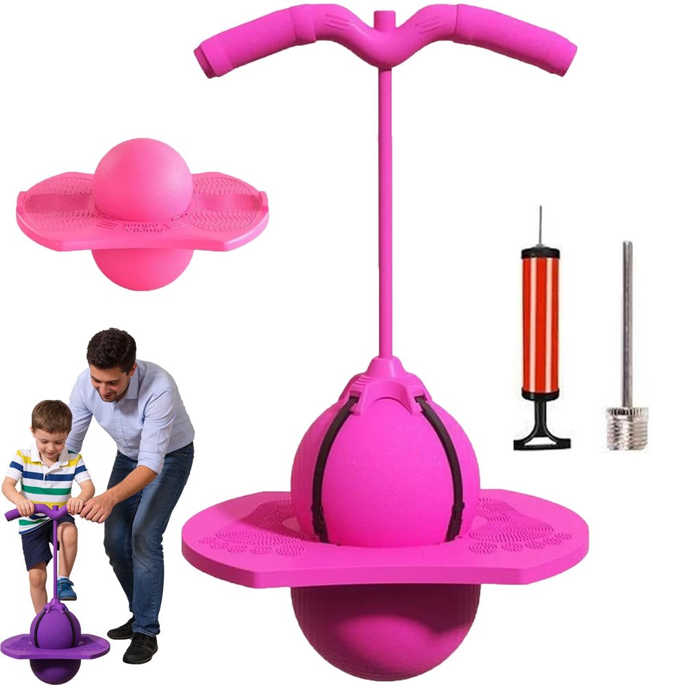 Balance Jumping Ball, 2026 New Balance Board With Handle, Crazy Jumper Jump Ball Safe Hopper Ball for Indoor & Outdoor Play, Bouncing Ball Safe And Fun Stick For Kids And Adults (Pink)