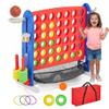 Giant 4 in a Row Jumbo Party Game - 4-in-1 Multi-Game Design with Golf, Basketball & Ring Toss, Height Adjustable, Water Proof Portable Set for Backyard BBQ, Beach & Tailgate Parties, Indoor Outdoor view 1