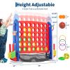 Giant 4 in a Row Jumbo Party Game - 4-in-1 Multi-Game Design with Golf, Basketball & Ring Toss, Height Adjustable, Water Proof Portable Set for Backyard BBQ, Beach & Tailgate Parties, Indoor Outdoor view 2