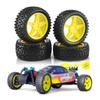 1:10 RC Off-Road Tires & Wheels Set | RS Wear-Resistant Rubber Tyre + Plastic Rims | Fits H-SP 94107/94166 & Ta-Miya/W-ltoys 144001(Yellow) view 2