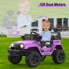 12V Ride on Truck for Kids, Electric Off-Road Car with Parent Remote Control, Spring Suspension, LED Lights, Bluetooth Music, 3 Speed Modes,Purple view 3