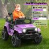 12V Ride on Truck for Kids, Electric Off-Road Car with Parent Remote Control, Spring Suspension, LED Lights, Bluetooth Music, 3 Speed Modes,Purple view 4