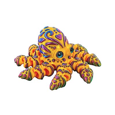 3 d Printed Animals 3-d Printed Toys Octopus with Simulated Eyes Articulated for Surprise Fantasy Gifts Aquarium Landscaping-Gold