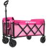 Collapsible Wagon Cart with 360lb Capacity, Lightweight Foldable Utility Cart with Cup Holders, 360 Swivel Wheels for Garden, Grocery, Shopping, Camping, Pink view 1