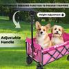 Collapsible Wagon Cart with 360lb Capacity, Lightweight Foldable Utility Cart with Cup Holders, 360 Swivel Wheels for Garden, Grocery, Shopping, Camping, Pink view 4