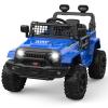12V Ride on Truck for Kids, Electric Off-Road Car with Parent Remote Control, Spring Suspension, LED Lights, Bluetooth Music, 3 Speed Modes,Blue view 1