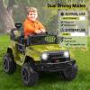 12V Ride on Truck for Kids, Electric Off-Road Car with Parent Remote Control, Spring Suspension, LED Lights, Bluetooth Music, 3 Speed Modes,Green view 4