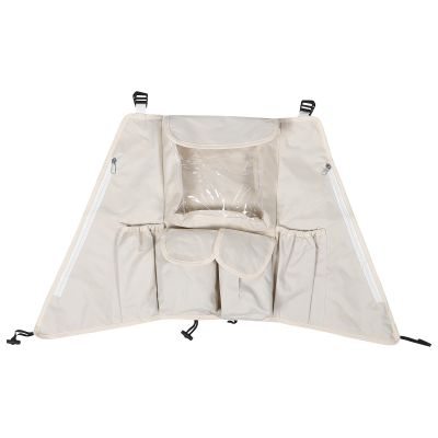 ifundom Baby Stroller Hanging Bag, Hanging Diaper Bottle Bag with Multiple Pockets, Large Capacity for Baby Essentials, Pram Gear for Travel Daily Outings Beige