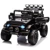 12V Kids Ride on Truck with Parent Remote Control, Electric Ride on Toy Car for Ages 38, 5 MPH Safe Speed, Steering Wheel & Foot Pedal, Treaded Tires, Built-in Music & Stories,Black view 1