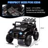 12V Kids Ride on Truck with Parent Remote Control, Electric Ride on Toy Car for Ages 38, 5 MPH Safe Speed, Steering Wheel & Foot Pedal, Treaded Tires, Built-in Music & Stories,Black view 2