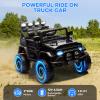 12V Kids Ride on Truck with Parent Remote Control, Electric Ride on Toy Car for Ages 38, 5 MPH Safe Speed, Steering Wheel & Foot Pedal, Treaded Tires, Built-in Music & Stories,Black view 3