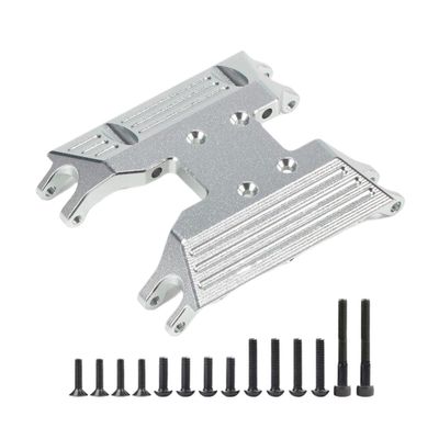 Machined Aluminum Skid Plate Transmission Slide Plate for RC Crawler 1/18 UTB18 Chassis Gearbox Mount Upgrade Parts(Silver Skid Plate)