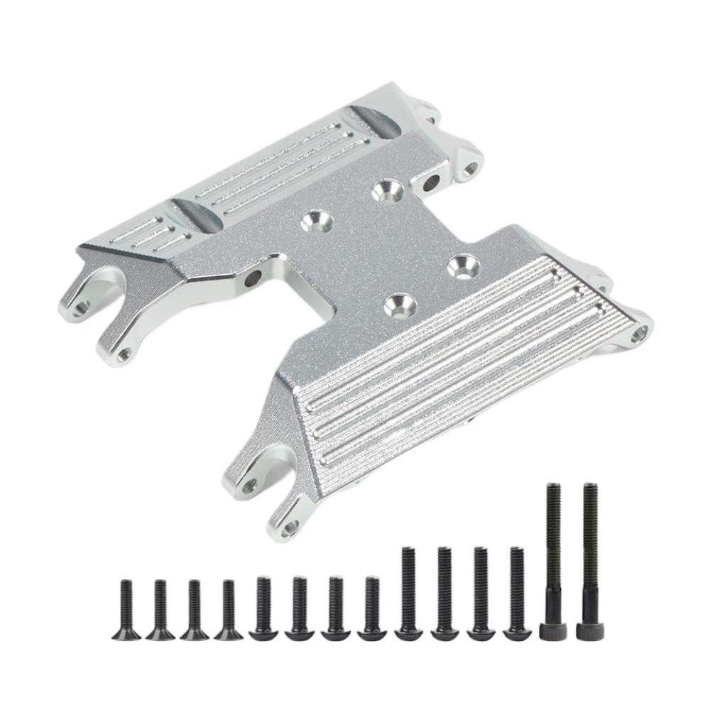 Machined Aluminum Skid Plate Transmission Slide Plate for RC Crawler 1/18 UTB18 Chassis Gearbox Mount Upgrade Parts(Silver Skid Plate)