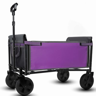 3-in-1 Collapsible Wagon Cart with Removable Wheels, 220lb Lightweight Utility Cart, Convertible Pet Wagon with Cup Holders for Camping, Grocery, Shopping, Purple