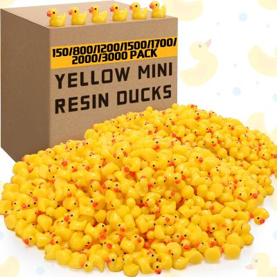 Barydat 300 Pcs Mini Resin Ducks Yellow Bulk Tiny Duck Decoration for Hide and Seek Prank Cruises Miniature Garden Accessory Figures for Dollhouse Landscape Aquarium Birthday Party Baby Shower Gift