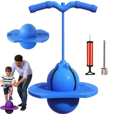 Balance Jumping Ball, 2026 New Balance Board With Handle, Crazy Jumper Jump Ball Safe Hopper Ball for Indoor & Outdoor Play, Bouncing Ball Safe And Fun Stick For Kids And Adults (Blue)