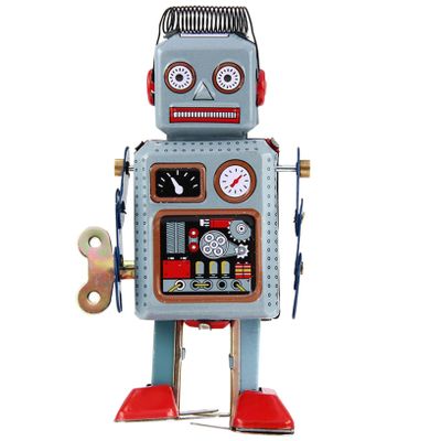 CNAFGBGG Tin Toy Robot Clockwork Wind Up Robot Funny Vintage Mechanical Toys with Key Blue
