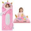 Extra Large Kids Sleeping Bag, Toddler Nap Mat with Pillow & Blanket 70" x 30" for Kids Ages 3+ Soft Plush Sleeping Mat for Preschool Girls view 1