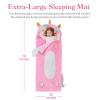 Extra Large Kids Sleeping Bag, Toddler Nap Mat with Pillow & Blanket 70" x 30" for Kids Ages 3+ Soft Plush Sleeping Mat for Preschool Girls view 3