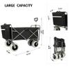 Heavy Duty Beach Wagon with Cooler Bag, 500lb Capacity All-Terrain Utility Cart with 9" Pneumatic Tires, Collapsible Folding Design with Plastic Liner, Black view 2