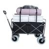 Heavy Duty Beach Wagon with Cooler Bag, 500lb Capacity All-Terrain Utility Cart with 9" Pneumatic Tires, Collapsible Folding Design with Plastic Liner, Black view 3