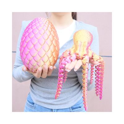 3D Toys 3D Printed Animal Octopus and Egg Set Articulated for Home Office Executive Desk Decoration Surprise Fantasy Gifts Aquarium Landscaping-Purple Gold