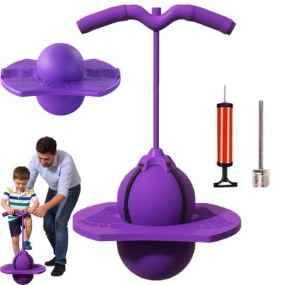 Balance Jumping Ball, 2026 New Balance Board With Handle, Crazy Jumper Jump Ball Safe Hopper Ball for Indoor & Outdoor Play, Bouncing Ball Safe And Fun Stick For Kids And Adults (Purple)