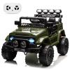 12V Kids Ride on Truck with Parent Remote Control, Electric Ride on Toy Car for Ages 38, 5 MPH Safe Speed, Steering Wheel & Foot Pedal, Treaded Tires, Built-in Music & Stories,Green view 1