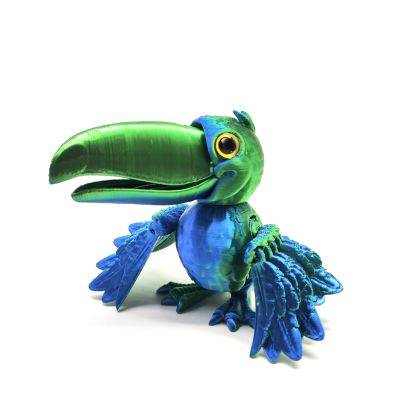 3D Animals 3D Printed Toy Parrot Mouth Movable Articulated 9.5cm/3.7in for Stress Relief Home Office Decompression Decor Executive Desk Toys-Blue Green