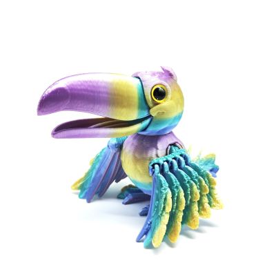 3D Animals 3D Printed Toy Parrot Mouth Movable Articulated 9.5cm/3.7in for Stress Relief Home Office Decompression Decor Executive Desk Toys-Dreamy Colors