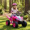 Costzon Kids ATV, 12V 4-Wheeler Quad Electric Vehicle w/ 7 mph Max Speed, 15 Climbing, LED Lights, Music, Wireless Connection, Toddler Ride On ATV Toy, Gift for Boys Girls Aged 3+ (Pink) view 2