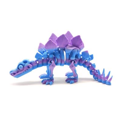3D Toys Fidget Animals Stegosaurus Skeleton Articulated for Home Office Executive Desk Decoration Surprise Fantasy Gifts Aquarium Landscaping-Matte Blue Purple||17cm/6.7in