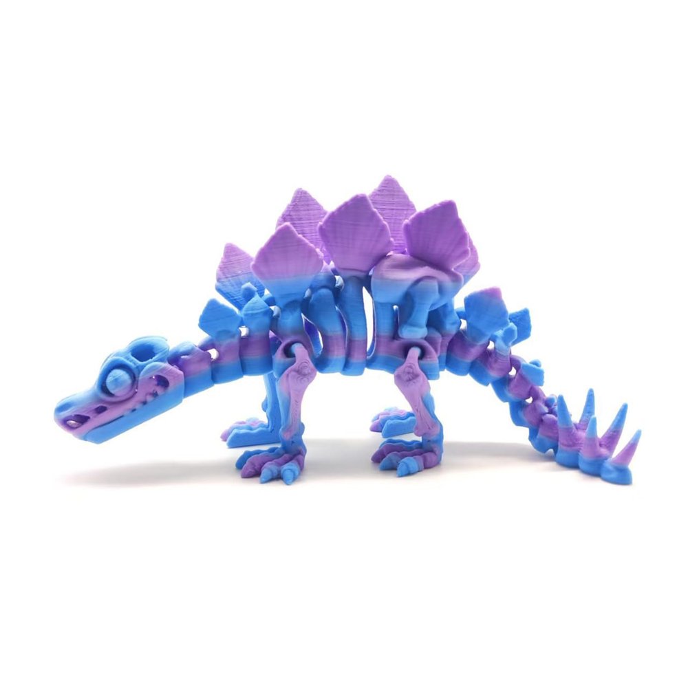 3D Toys Fidget Animals Stegosaurus Skeleton Articulated for Home Office Executive Desk Decoration Surprise Fantasy Gifts Aquarium Landscaping-Matte Blue Purple||17cm/6.7in